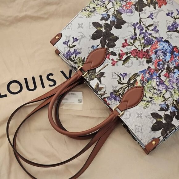 Louis Vuitton Garden ONTHEGO MM Monogram Flower Silver Tote Bag Limited Edition - Picture 10 of 10